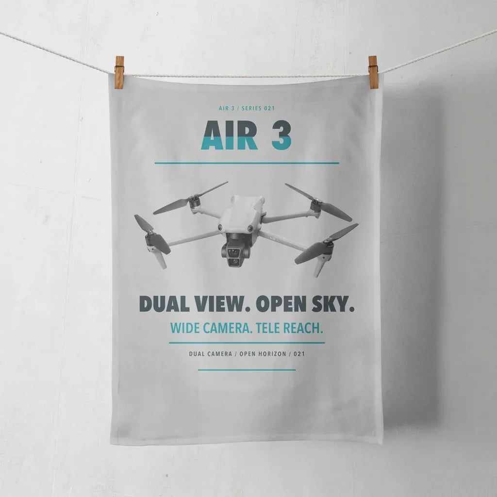 DJI Air 3 design on light gray towel