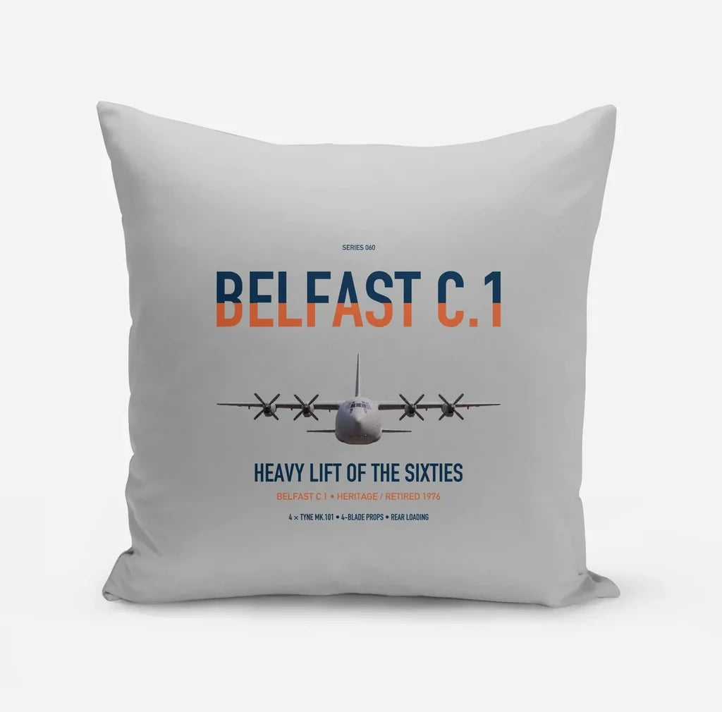 Short Belfast C.1 design on light gray pillow