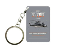 Thumbnail for Sikorsky S-76B design on gray designed key chain, double-side print