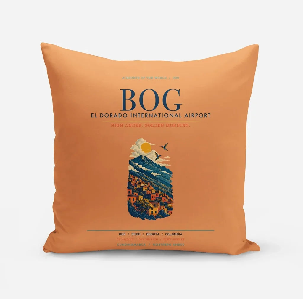 Bogota El Dorado International Airport (BOG) design on orange pillow