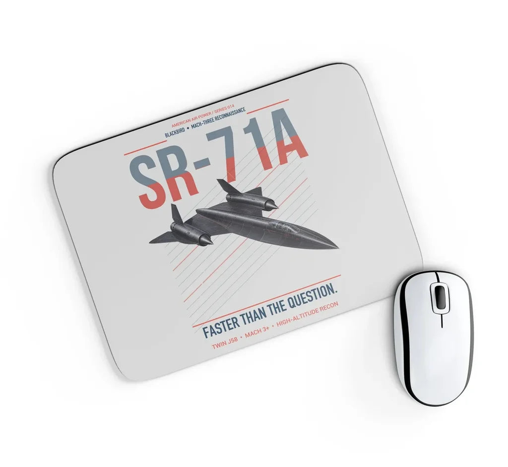 SR-71A Blackbird design on light gray rectangle mouse pad