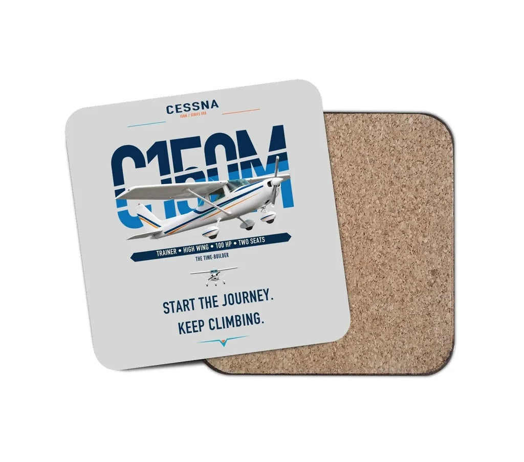 Cessna 150M design on light gray 1 piece coaster