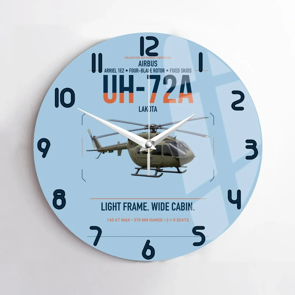 Airbus UH-72A Lakota design on light blue no frame wall clock