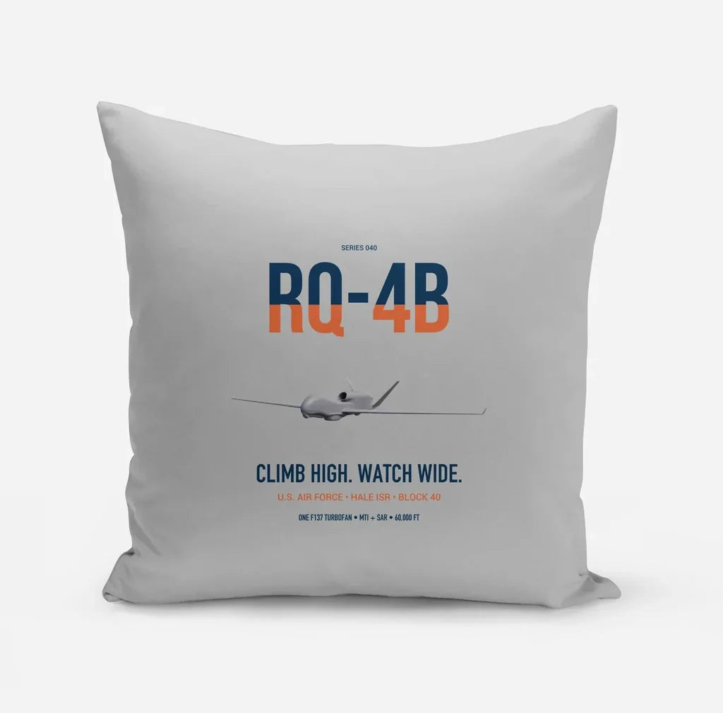 RQ-4B Global Hawk design on light gray pillow