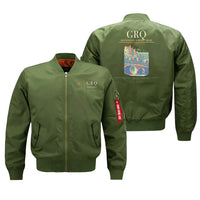 Thumbnail for Groningen Airport Eelde (GRQ) design on green bomber jacket