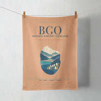 Thumbnail for Bergen Airport Flesland (BGO) design on orange towel