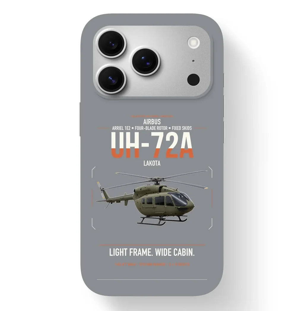 Airbus UH-72A Lakota design on gray magsafe iphone case, for iPhone 17 Pro