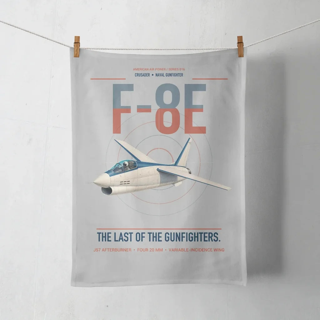 F-8E Crusader design on light gray towel