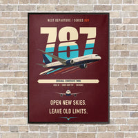 Thumbnail for Boeing 787-8 Dreamliner vertical canvas print - framed - dark red background