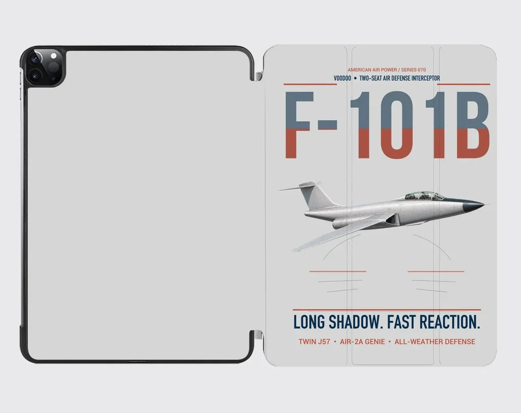 F-101B Voodoo design on light gray ipad tablet case