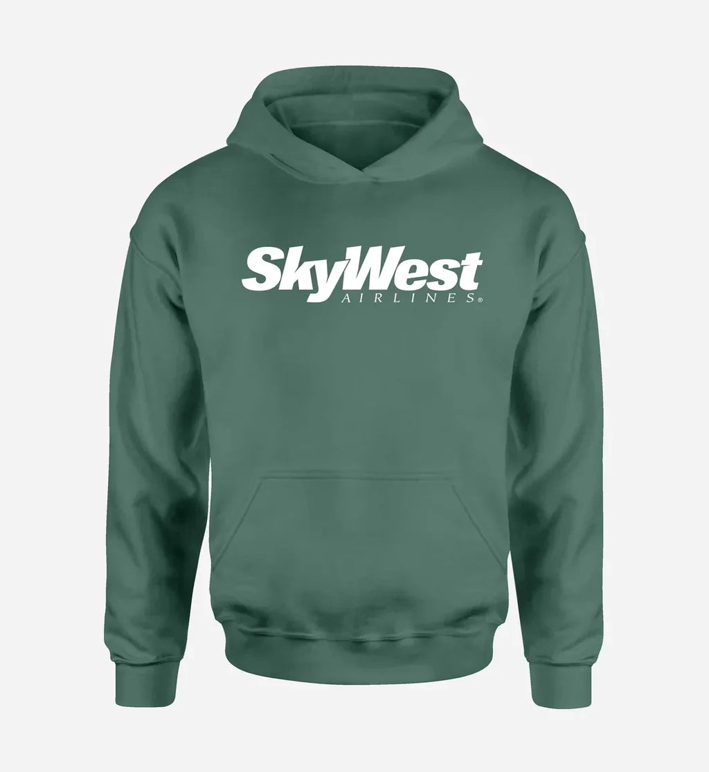 Skywest Airlines logo printed on green hoodie