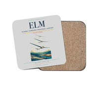 Thumbnail for Elmira Corning Regional Airport (ELM) design on light gray 1 piece coaster