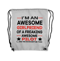 Thumbnail for I am an Awesome Girlfriend Drawstring Bag - view 6