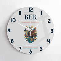 Thumbnail for Berlin Brandenburg Airport Willy Brandt (BER) design on light gray no frame wall clock