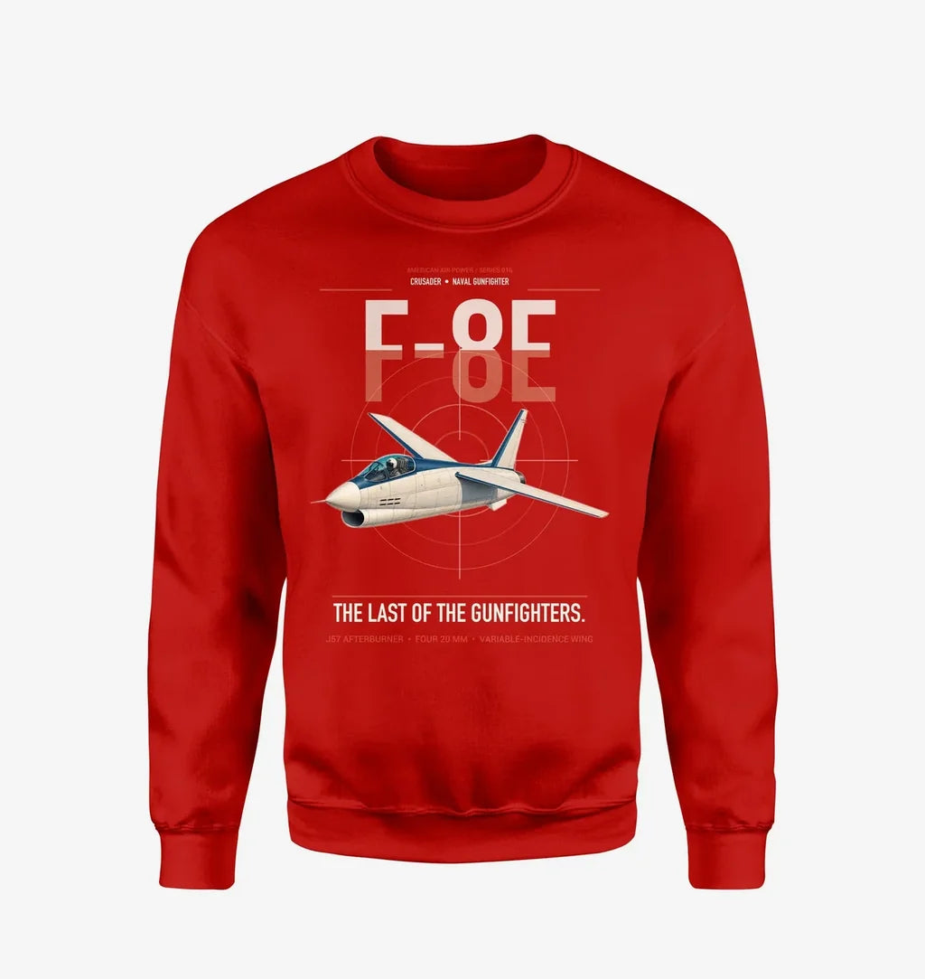 F-8E Crusader design on red sweatshirt
