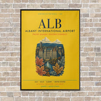 Thumbnail for Albany International Airport ALB vertical canvas print - framed - yellow background