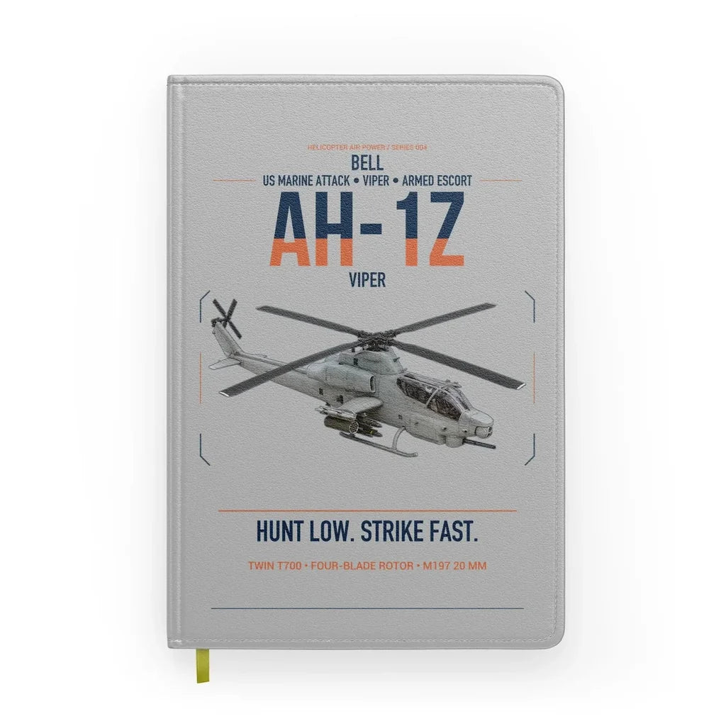 Bell AH-1Z Viper design on light gray notebook
