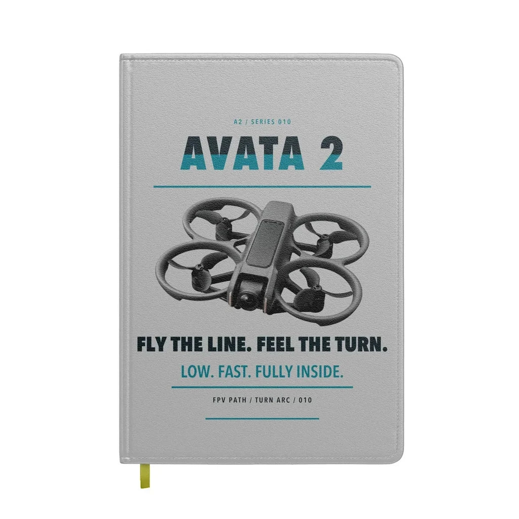 DJI Avata 2 design on light gray notebook