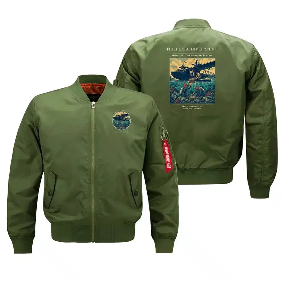 VINTAGE G4271 - The Pearl Diver's Lift - Bomber Jacket design on green