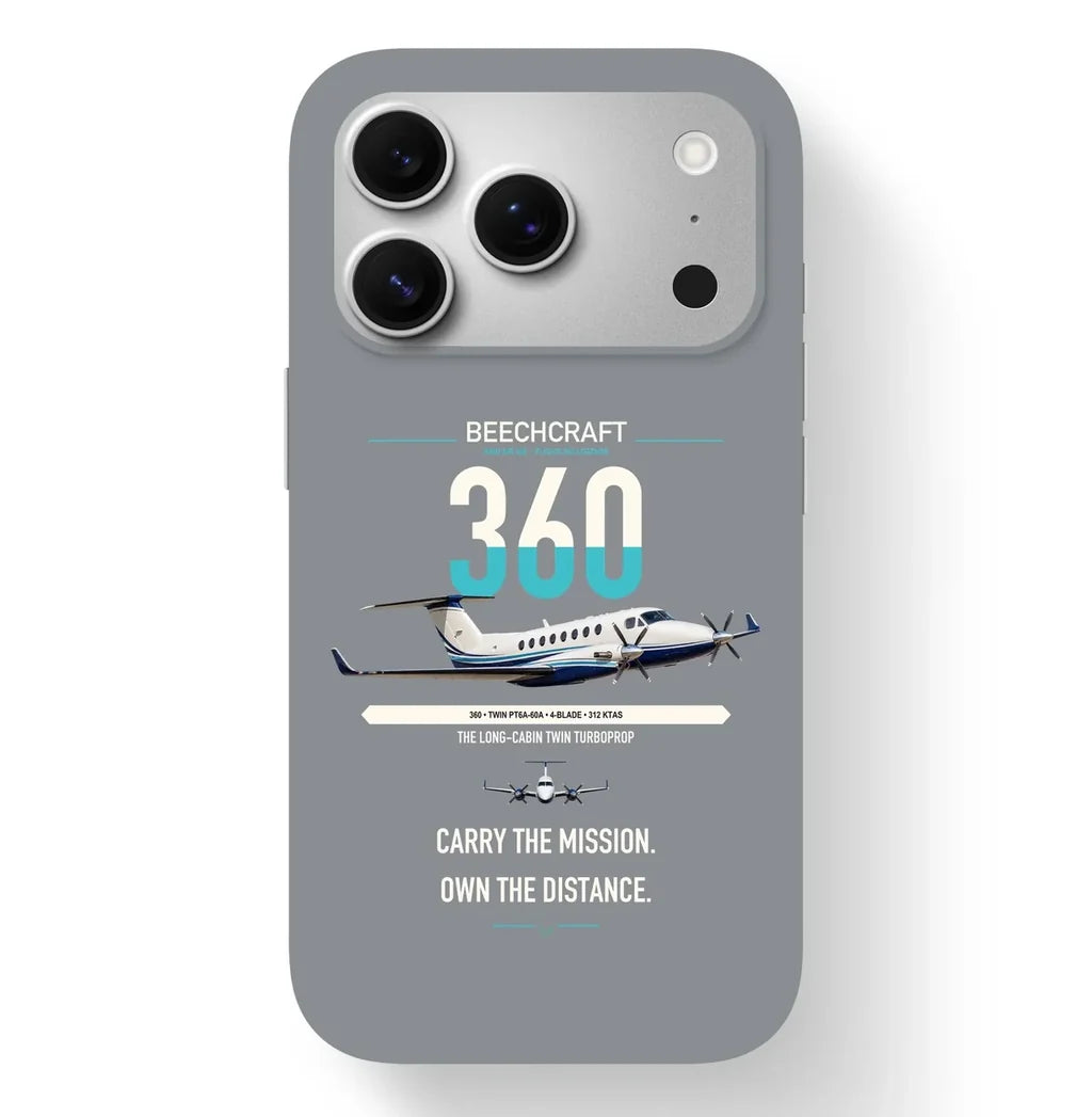 Beechcraft King Air 360 design on gray magsafe iphone case, for iPhone 17 Pro