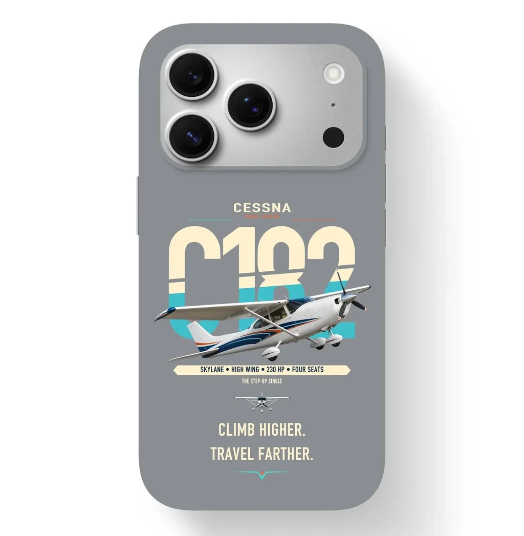 Cessna 182 Skylane design on gray magsafe iphone case, for iPhone 17 Pro