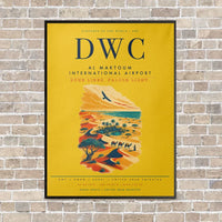 Thumbnail for Al Maktoum International Airport DWC vertical canvas print - framed - yellow background
