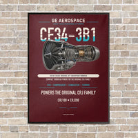 Thumbnail for CF34-3B1 vertical canvas print - framed - dark red background