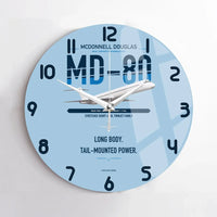 Thumbnail for McDonnell Douglas MD-80 design on light blue no frame wall clock
