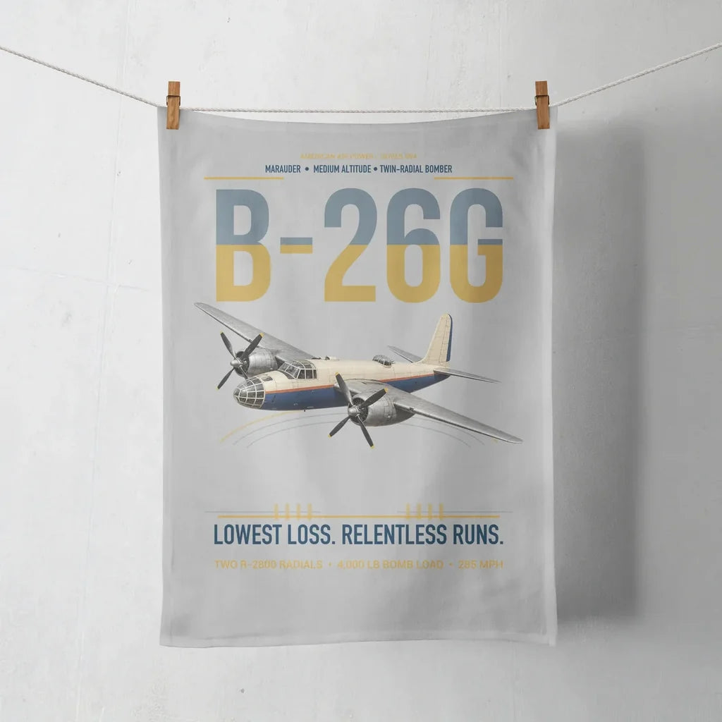B-26G Marauder design on light gray towel