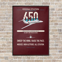 Thumbnail for Cessna Citation 650 - Citation III vertical canvas print - framed - dark red background