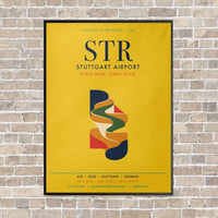 Thumbnail for Stuttgart Airport STR vertical canvas print - framed - yellow background