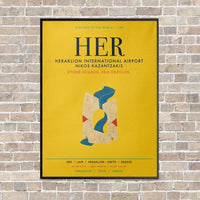 Thumbnail for Heraklion International Airport Nikos Kazantzakis HER vertical canvas print - framed - yellow background