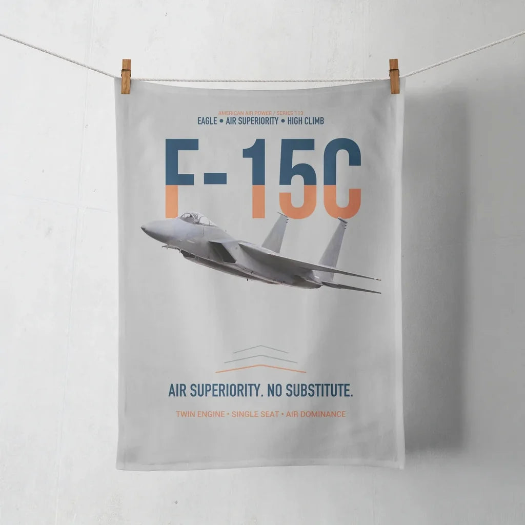 F-15C Eagle Air Superiority No Substitute design on light gray towel