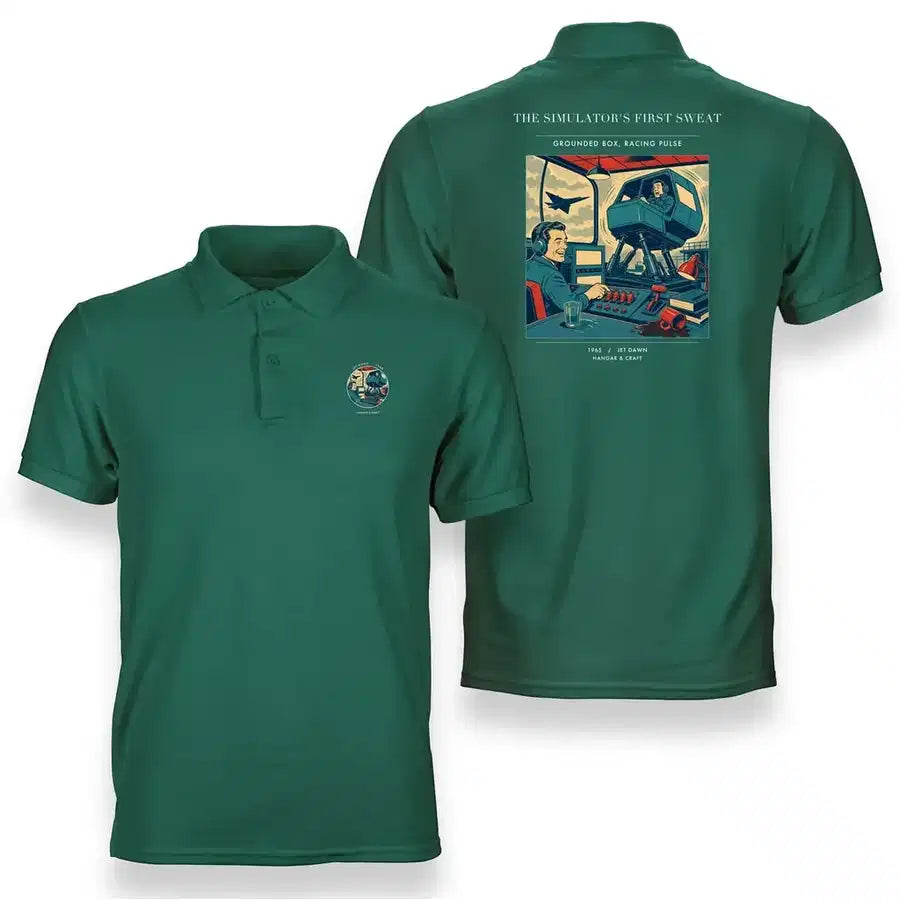 VINTAGE G4462 - The Simulator's First Sweat - Double-Side Polo T-Shirt design on green
