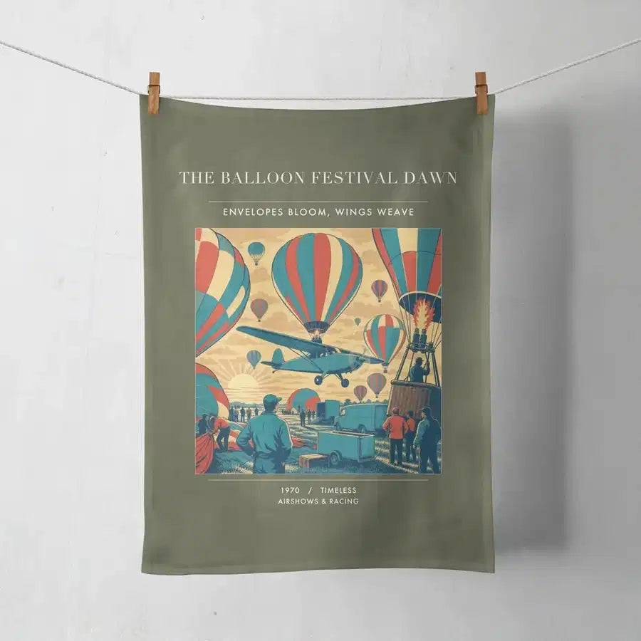 VINTAGE G4394 - The Balloon Festival Dawn - Designed Towels design on greenarmy