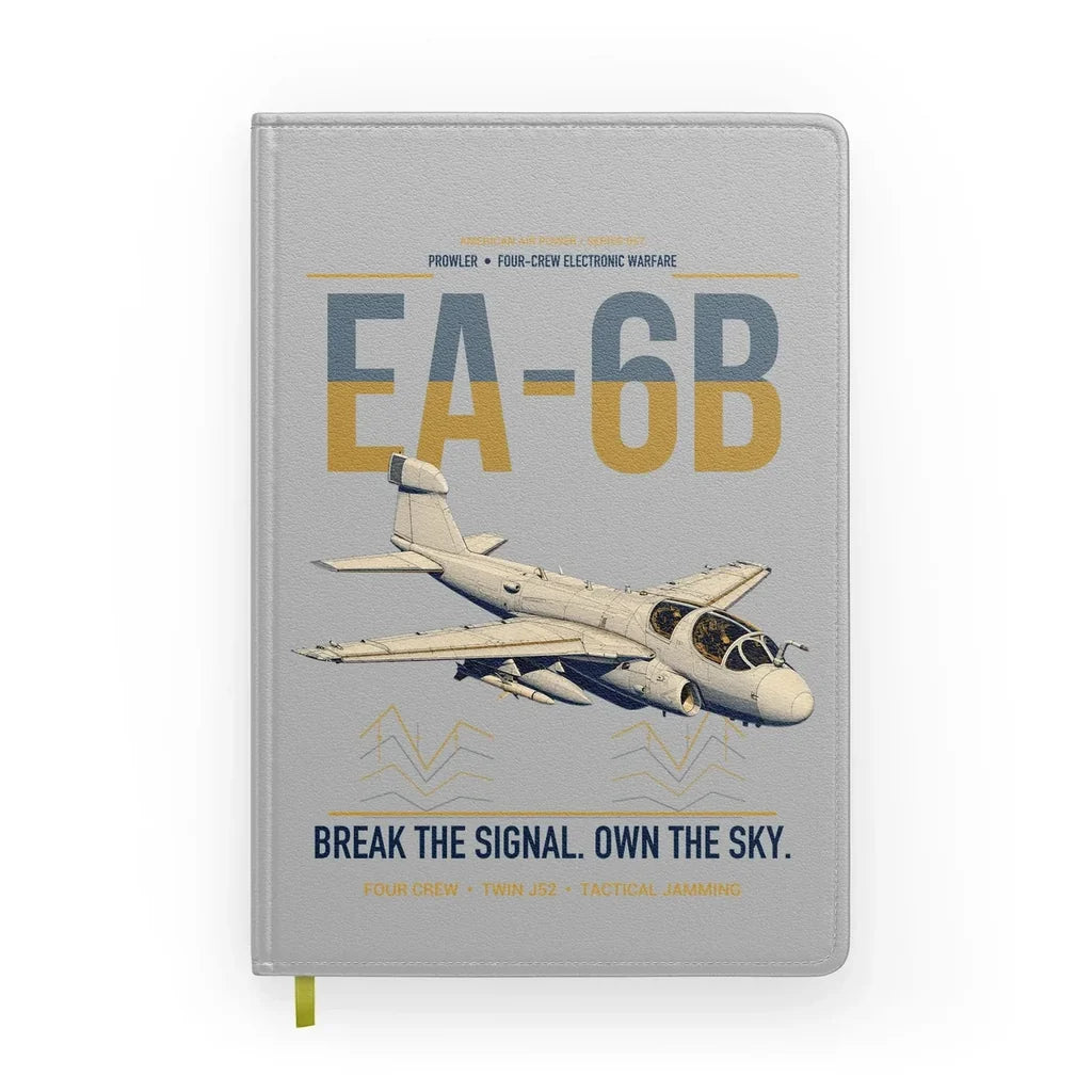 EA-6B Prowler design on light gray notebook