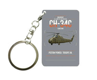 Thumbnail for Sikorsky CH-34C Choctaw design on gray designed key chain, double-side print