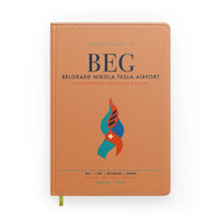 Thumbnail for Belgrade Nikola Tesla Airport (BEG) design on orange notebook