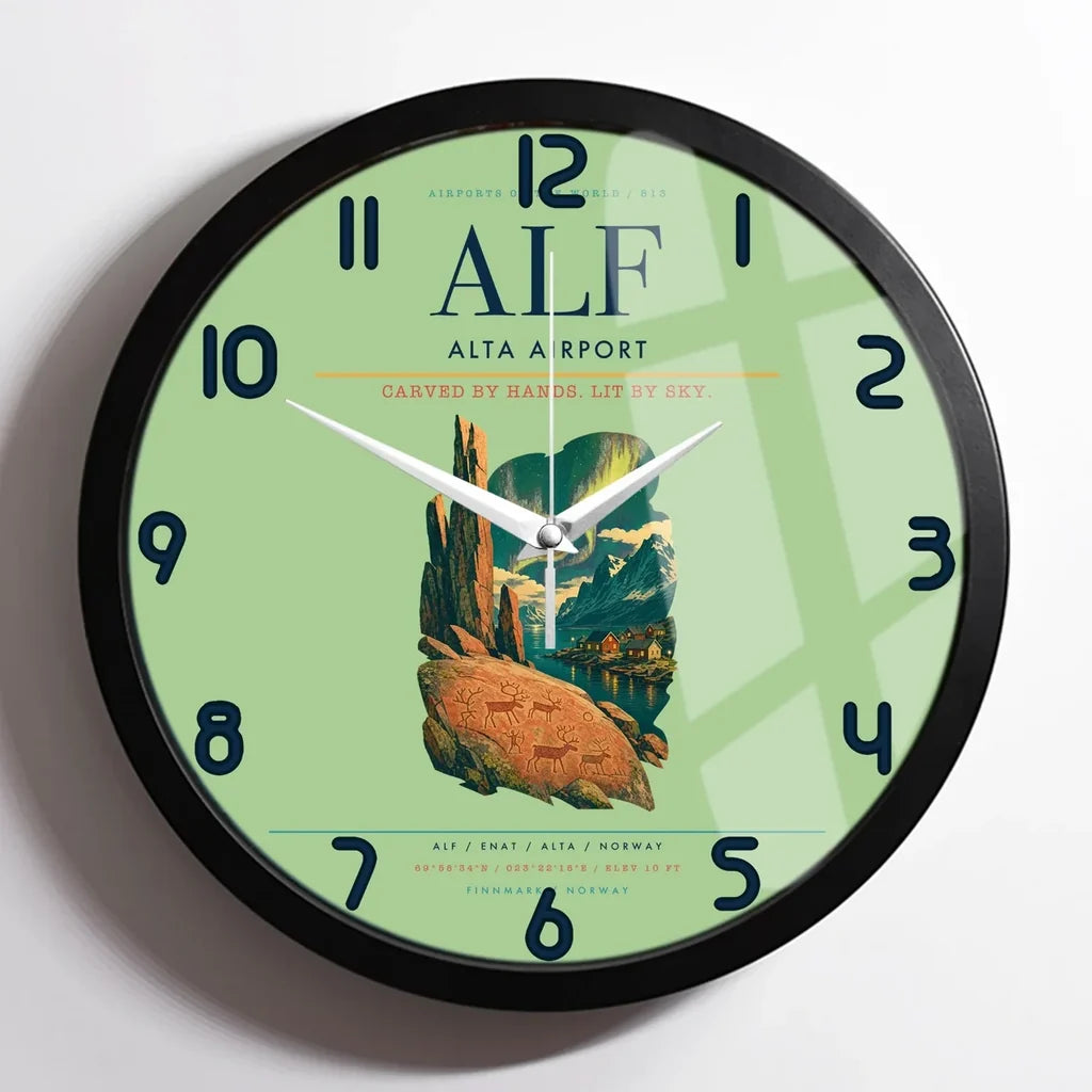 Alta Airport ALF Wall-Clock Framed - Light Green
