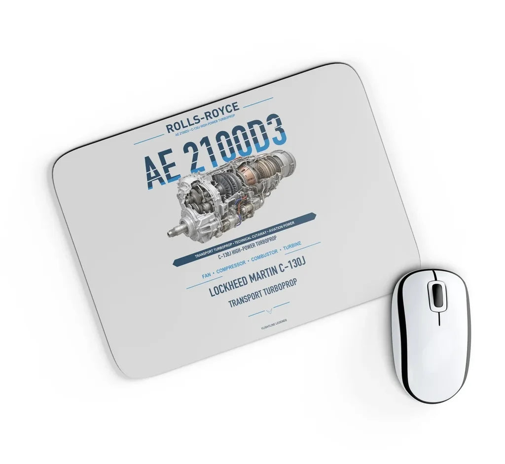 AE 2100D3 design on light gray rectangle mouse pad