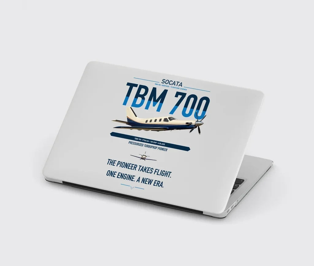 Socata TBM 700 design on light gray MacBook case