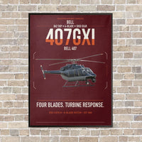 Thumbnail for Bell 407GXi vertical canvas print - framed - dark red background