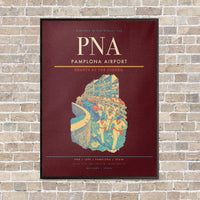 Thumbnail for Pamplona Airport PNA vertical canvas print - framed - dark red background