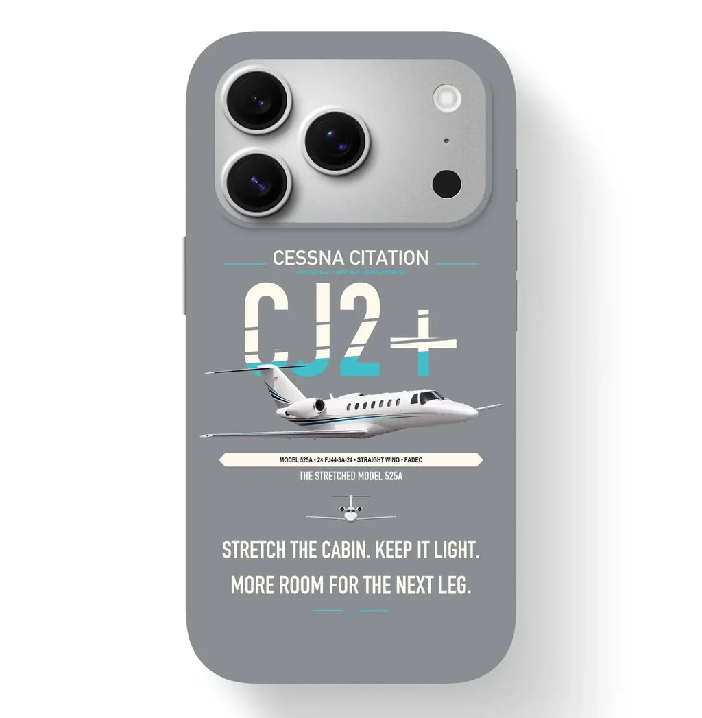 Cessna Citation CJ2+ design on gray magsafe iphone case, for iPhone 17 Pro