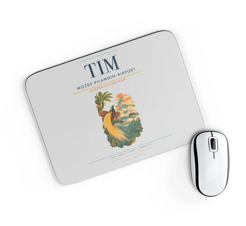 Mozes Kilangin Airport (TIM) design on light gray rectangle mouse pad
