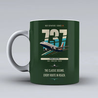 Thumbnail for Boeing 737-300 Classic double-side print on dark green ceramic mug