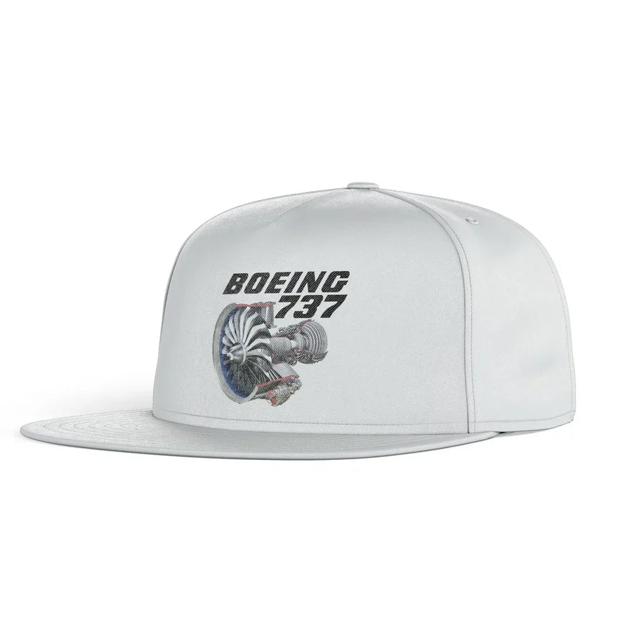 Boeing 737+Text & CFM LEAP-1 Engine snapback - white