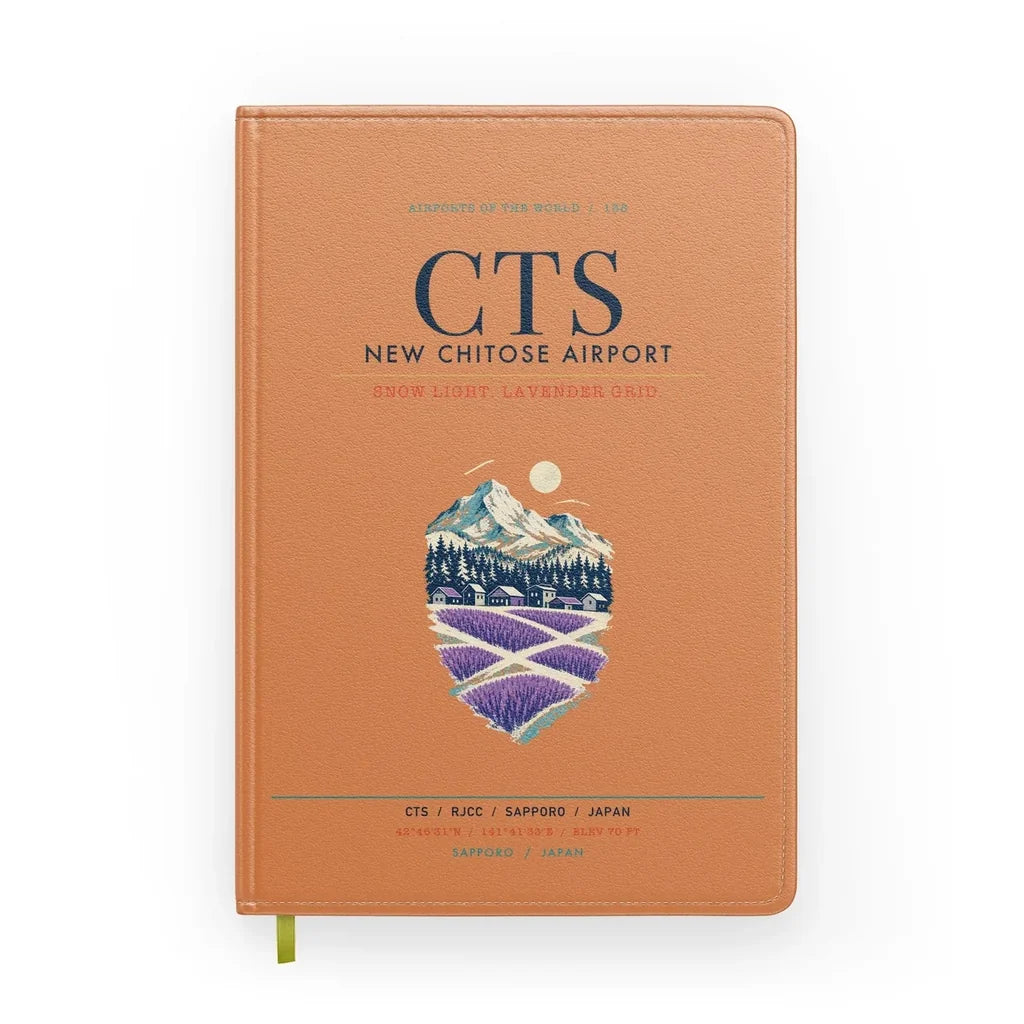 New Chitose Airport Sapporo (CTS) design on orange notebook