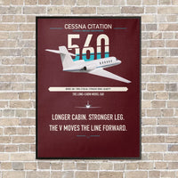 Thumbnail for Cessna Citation 560 - Citation V vertical canvas print - framed - dark red background