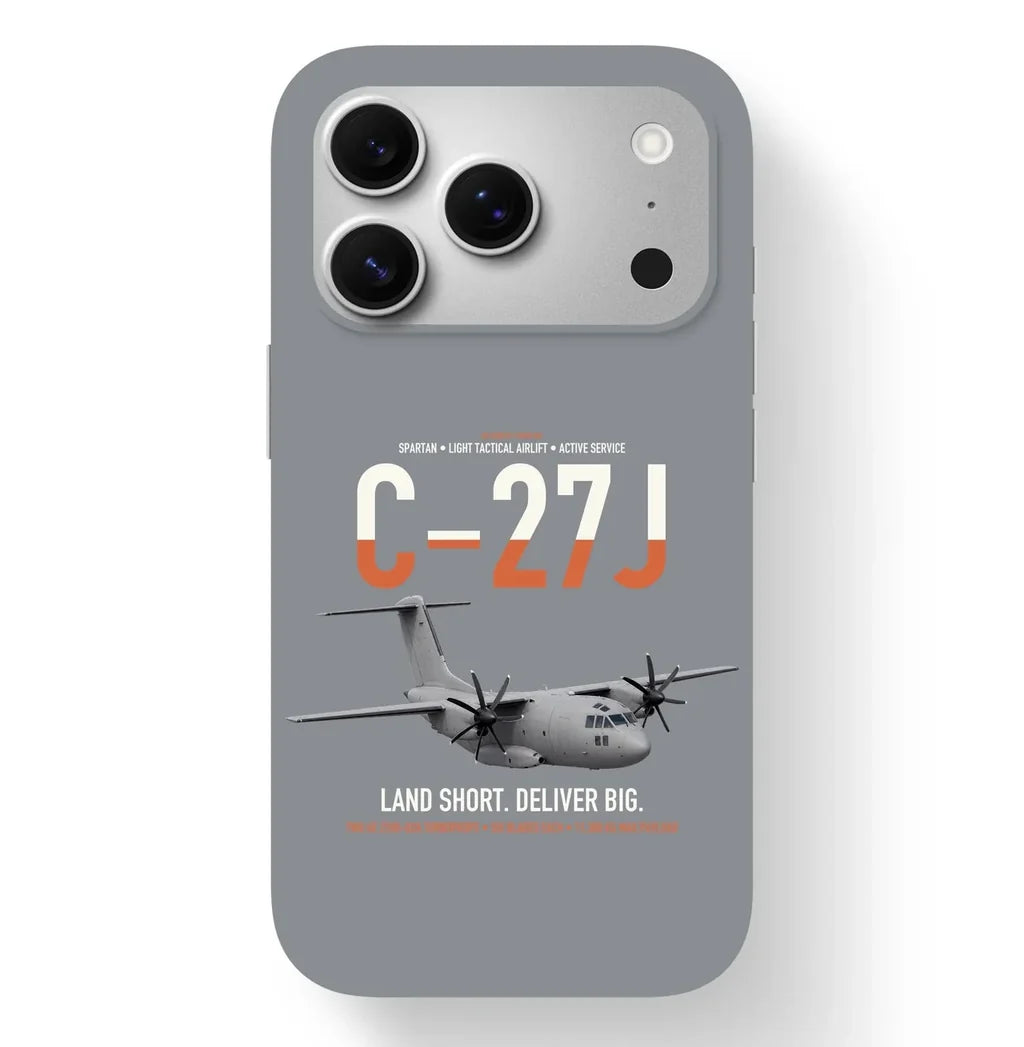 C-27J Spartan design on gray magsafe iphone case, for iPhone 17 Pro